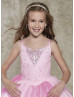 Beaded Pink Pleated Tulle Special Flower Girl Dress